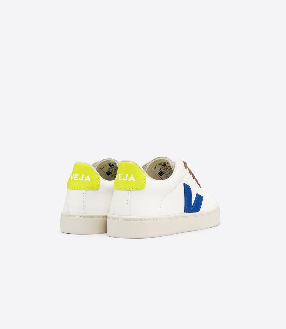 Veja Laces Chromefree Nahkaiset Jaune Fluo Lasten Esplar Valkoinen Indigo | FIICD98382