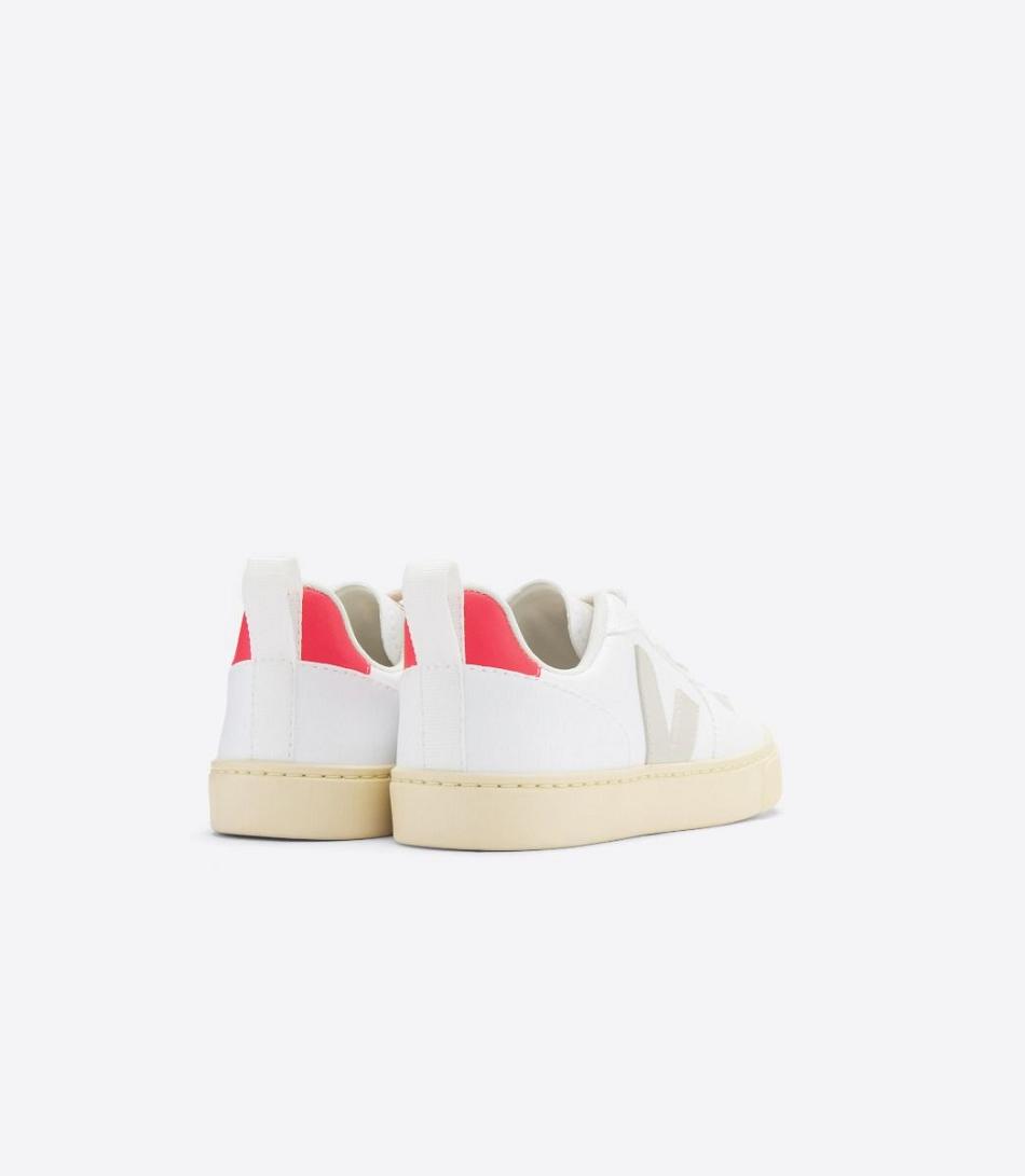 Veja V-10 Laces Cwl Pierre Rose Fluo Vegan Kids Valkoinen Pinkki | FIIIZ60551