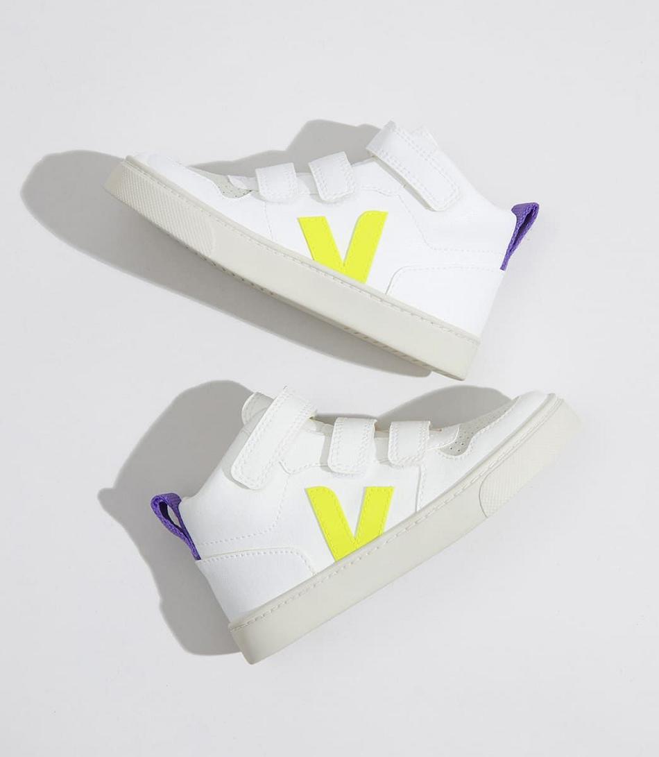 Veja V-10 Mid Cwl Jaune Fluo Outlet Kids Valkoinen Violetit | TFIWZ96290