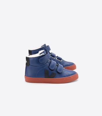 Veja Esplar Mid Fured Nahkaiset Cobalt Rust Outlet Kids Syvä Sininen Punainen | FFIHY18308