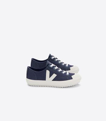 Veja Flip Elastic Laces Canvas Marine Pierre Vegan Kids Sininen | ZFINQ12670