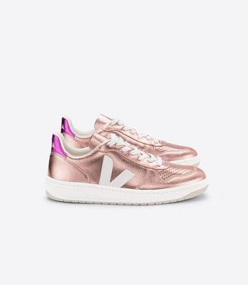 Veja V-10 Nahkaiset Nacre Fushia Outlet Adults Valkoinen | FIZPD24377